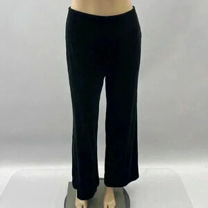 Velvet Pants Size XS Black Mid Rise Wide Leg Crop Casual Lounge Y2K Velour